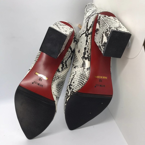 WetKiss Snake Skin Boots With Chunky Block Mid Heels  Size 10 - Picture 10 of 10